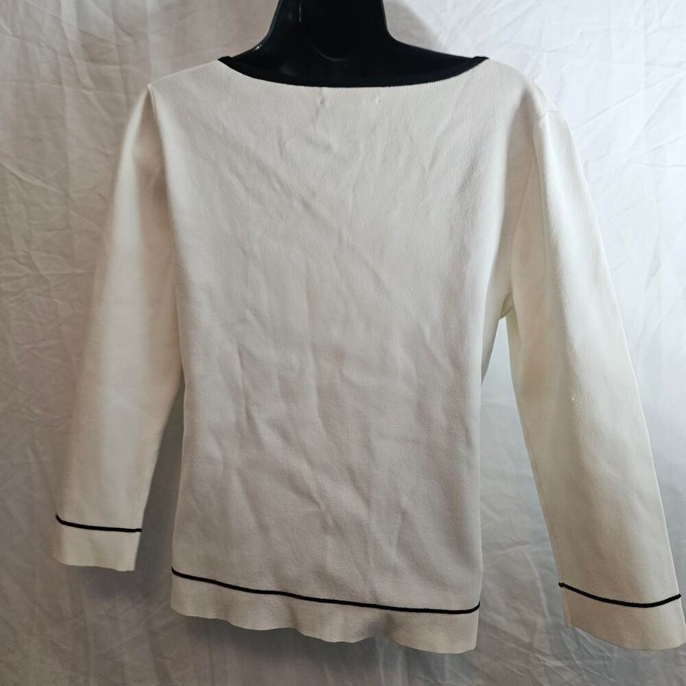 vintage y2k white retro 50s 3/4 sleeve top - Picture 3 of 5